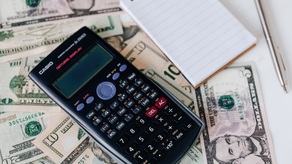 Calculator showing cost to start a new business